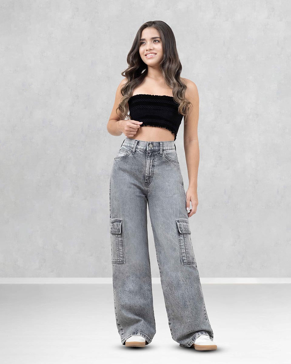JEANS MUJER CARGO WIDE LEG – Pepe