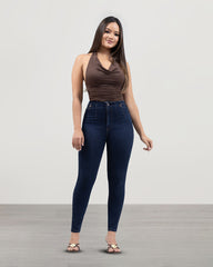 JEANS SKINNY TIRO SUPER ALTO