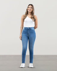 JEANS SKINNY TIRO SUPER ALTO