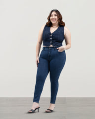JEAN PLUS SIZE SKINNY TIRO ALTO