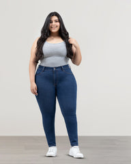 JEAN PLUS SIZE SKINNY TIRO ALTO