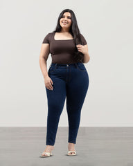 JEAN PLUS SIZE SKINNY TIRO ALTO