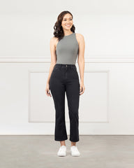 JEAN MUJER CROPPED FLARE TIRO SUPER ALTO