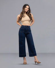 JEANS MUJER CROP WIDE LEG SUPER HIGH RISE