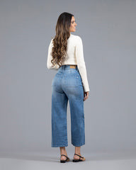 JEANS MUJER CROP WIDE LEG SUPER HIGH RISE