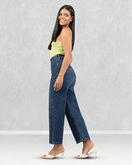 JEANS MUJER CROP PIERNA ANCHA TIRO SUPER ALTO
