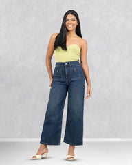 JEANS MUJER CROP PIERNA ANCHA TIRO SUPER ALTO
