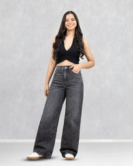 JEANS WIDE LEG TIRO SUPER ALTO