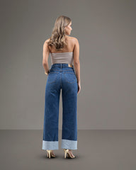 JEANS WIDE LEG TIRO SUPER ALTO