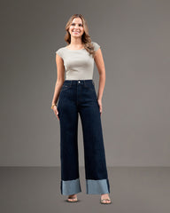 JEANS WIDE LEG TIRO SUPER ALTO
