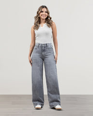 JEANS WIDE LEG TIRO SUPER ALTO