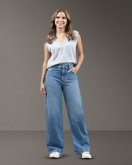 JEANS WIDE LEG TIRO SUPER ALTO