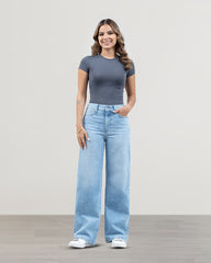 JEANS WIDE LEG TIRO SUPER ALTO
