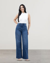 JEANS WIDE LEG TIRO SUPER ALTO