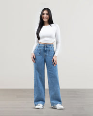 JEANS WIDE LEG TIRO SUPER ALTO
