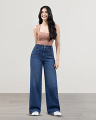 JEANS WIDE LEG TIRO SUPER ALTO