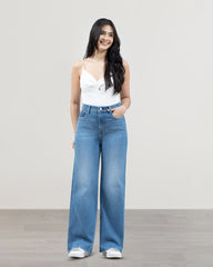 JEANS WIDE LEG TIRO SUPER ALTO
