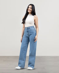 JEANS WIDE LEG TIRO SUPER ALTO