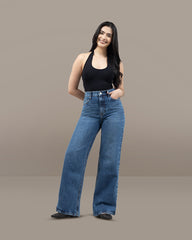 JEANS WIDE LEG TIRO SUPER ALTO