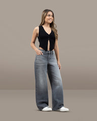 JEANS MUJER WIDE LEG MID RISE