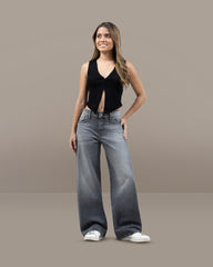 JEANS MUJER WIDE LEG MID RISE