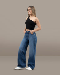 JEANS MUJER WIDE LEG MID RISE