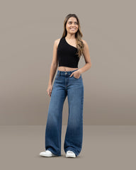 JEANS MUJER WIDE LEG MID RISE