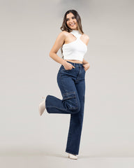 JEAN MUJER CARGO WIDE LEG