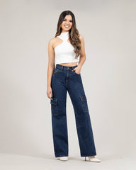 JEAN MUJER CARGO WIDE LEG