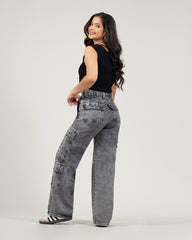 JEAN MUJER CARGO WIDE LEG