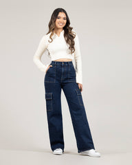 JEAN MUJER CARGO WIDE LEG