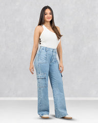 JEANS MUJER CARGO WIDE LEG