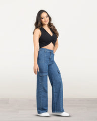 JEAN MUJER CARGO WIDE LEG