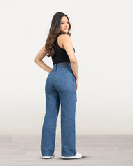 JEAN MUJER CARGO WIDE LEG