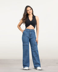 JEAN MUJER CARGO WIDE LEG