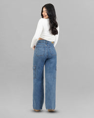 JEANS MUJER CARGO WIDE LEG