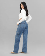 JEANS MUJER CARGO WIDE LEG