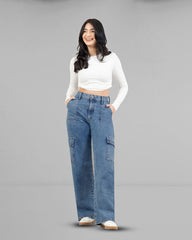 JEANS MUJER CARGO WIDE LEG