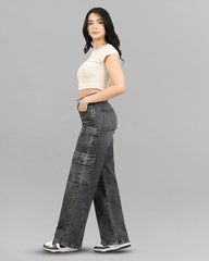 JEANS MUJER CARGO WIDE LEG