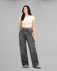 JEANS MUJER CARGO WIDE LEG