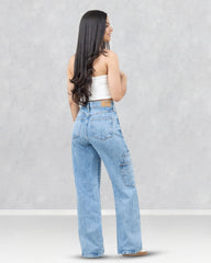 JEANS MUJER CARGO WIDE LEG