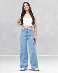 JEANS MUJER CARGO WIDE LEG