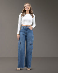 JEANS MUJER CARGO WIDE LEG
