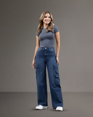 JEANS MUJER CARGO WIDE LEG