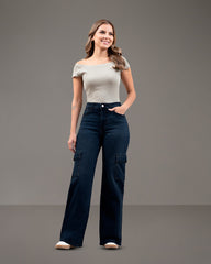 JEANS MUJER CARGO WIDE LEG