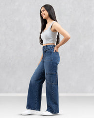 JEANS MUJER CARGO WIDE LEG