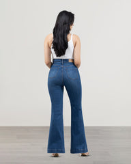 JEANS MUJER FLARE TIRO SUPER ALTO