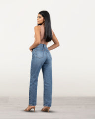 JEANS MUJER LONG STRAIGHT SUPER HIGH RISE