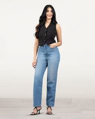 JEANS STRAIGHT LARGO SUPER TIRO ALTO