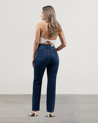 JEANS STRAIGHT LARGO TIRO SUPER ALTO